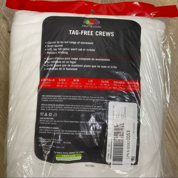 Men's Short Sleeve Active White Crew T-Shirts 2XL - Picture 6 of 6